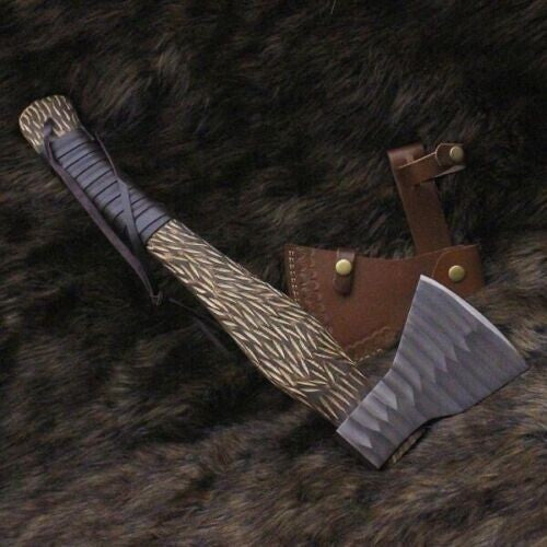 2 CUSTOM HAND MADE CARBON STEEL HUNTING VIKING TOMAHAWK HATCHETS AXE BEST GIFT