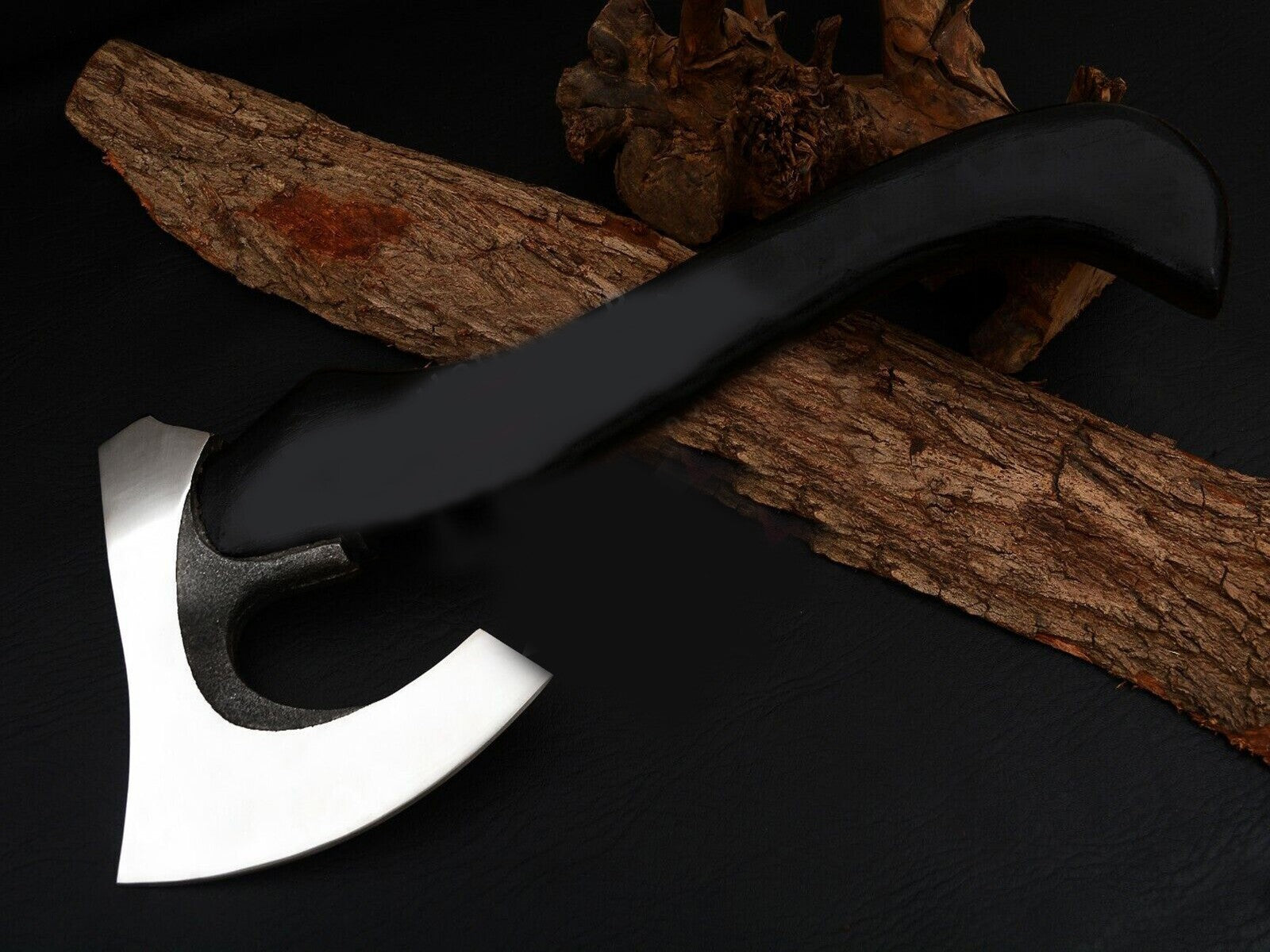 CUSTOM HAND FORGED CARBON STEEL HIGH POLISH VIKING BEARDED HATCHET TOMAHAWK AXE