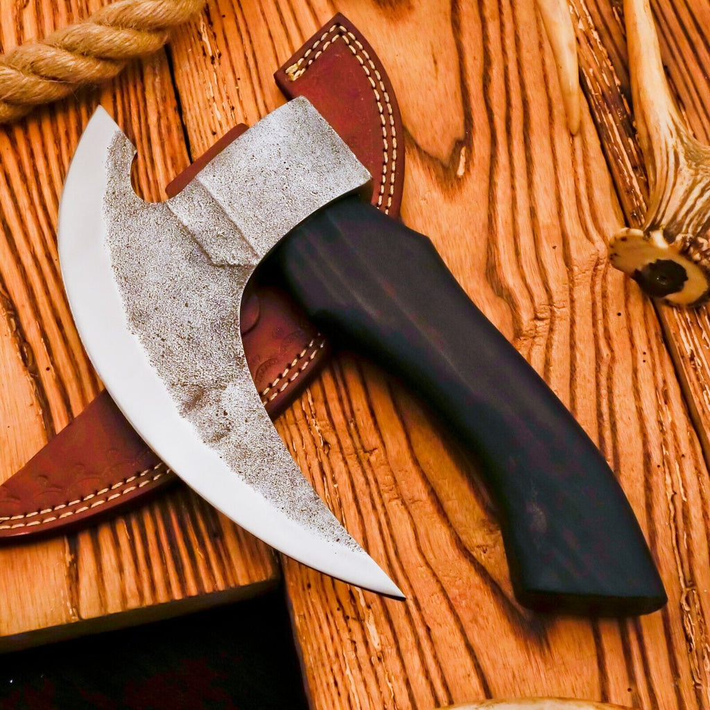 Handmade Pizza Cutter with Leather Sheath - Viking Pizza Cutter For Chef Gift for him
