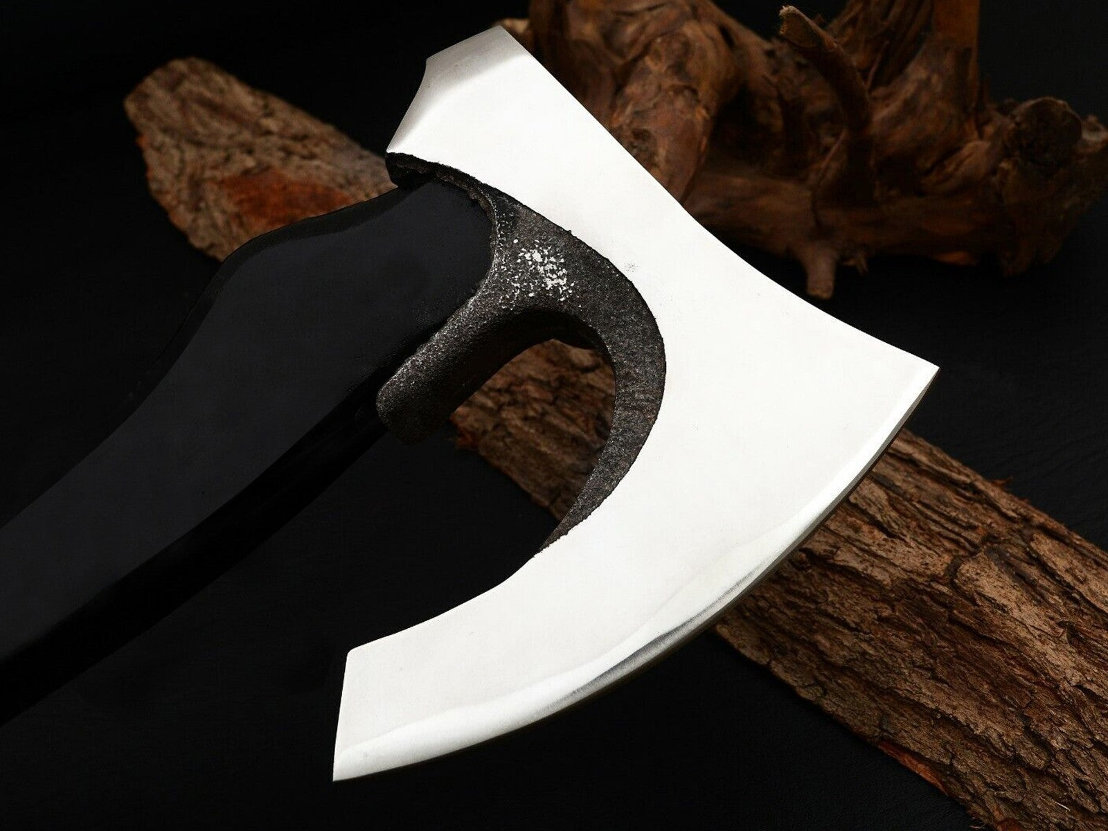 CUSTOM HAND FORGED CARBON STEEL HIGH POLISH VIKING BEARDED HATCHET TOMAHAWK AXE