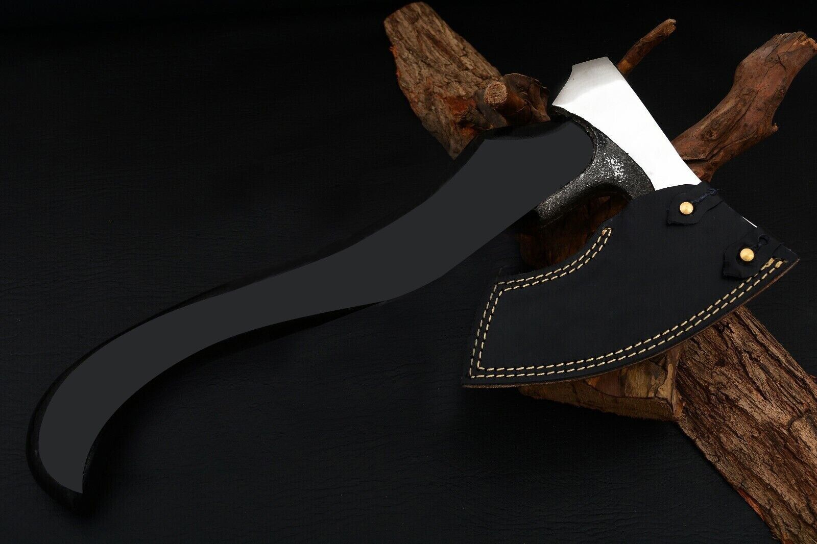 CUSTOM HAND FORGED CARBON STEEL HIGH POLISH VIKING BEARDED HATCHET TOMAHAWK AXE