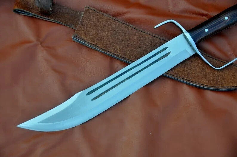 Custom Handmade Carbon Steel D-Guard Bowie Knife Hunting Survival Knife W/Sheath