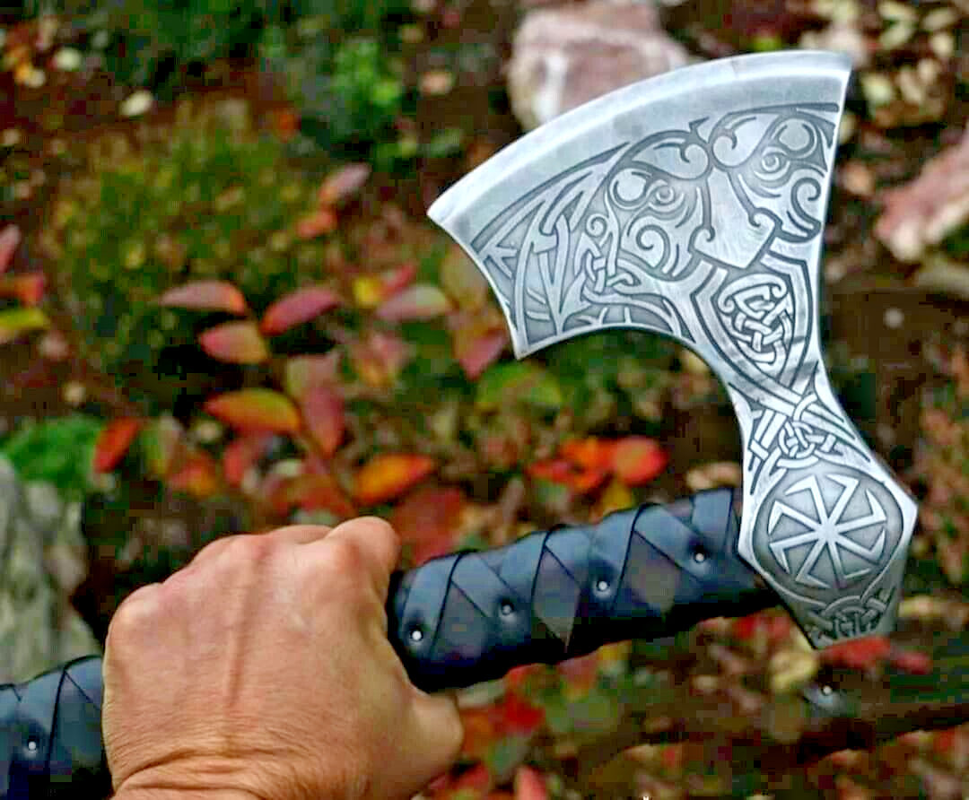 Custom HandCraft Functional Sharp Viking Hatchet Axe with Leather Sheath 35 Inch Long Viking Axe