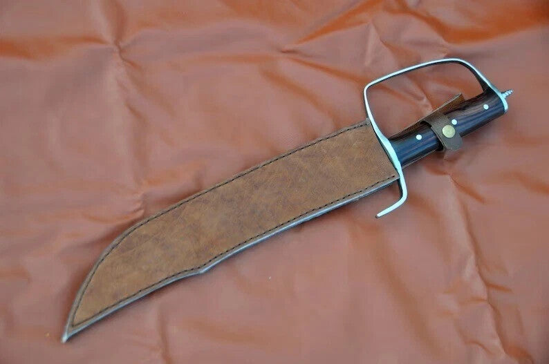 Custom Handmade Carbon Steel D-Guard Bowie Knife Hunting Survival Knife W/Sheath