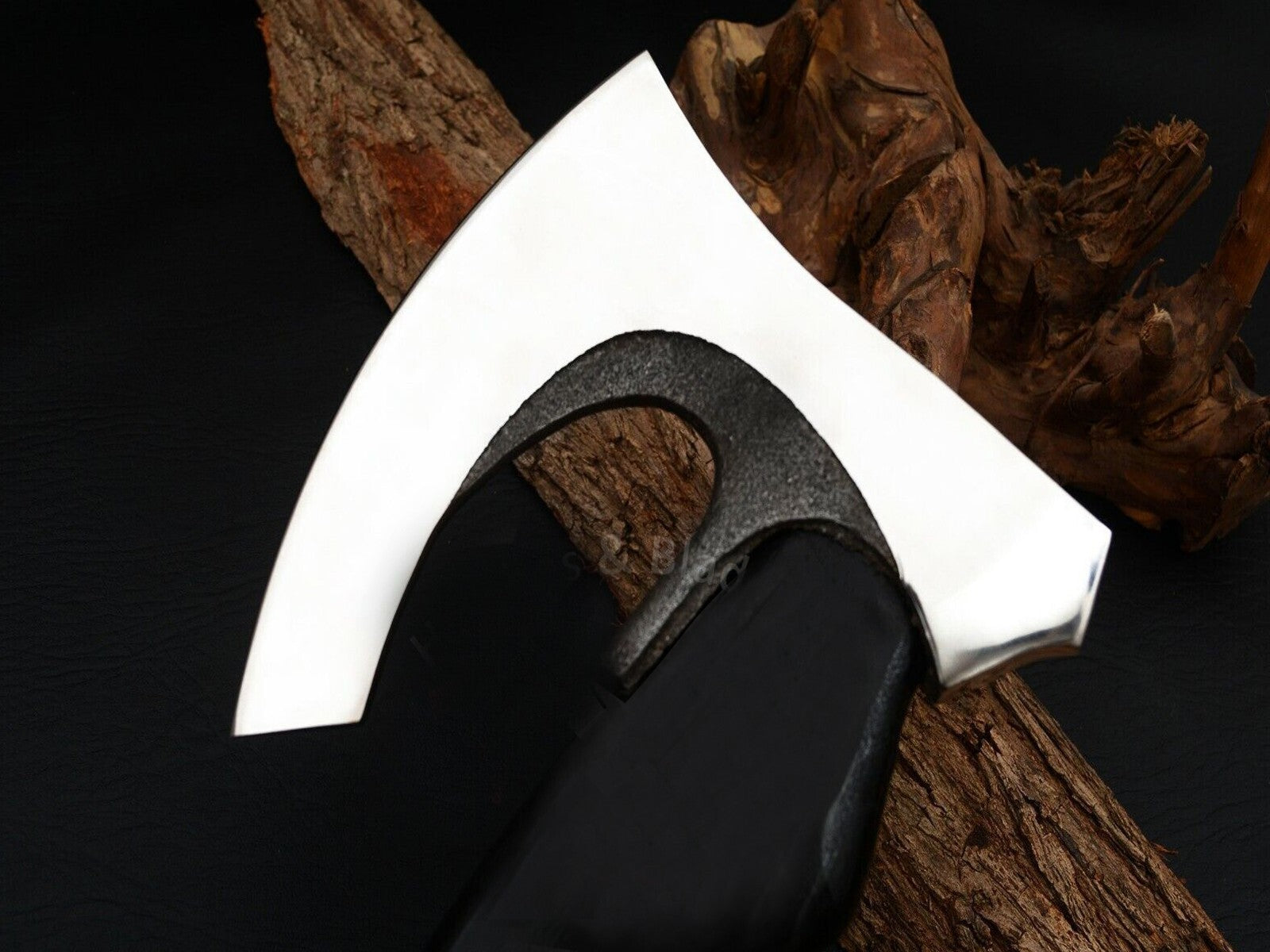 CUSTOM HAND FORGED CARBON STEEL HIGH POLISH VIKING BEARDED HATCHET TOMAHAWK AXE
